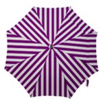 Vertical Stripes - White and Purple Violet Hook Handle Umbrella (Medium)