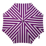 Vertical Stripes - White and Purple Violet Hook Handle Umbrella (Small)
