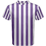 Vertical Stripes - White and Dark Lavender Violet Men s Cotton Tee