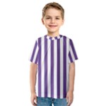 Vertical Stripes - White and Dark Lavender Violet Kid s Sport Mesh Tee