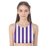 Vertical Stripes - White and Dark Lavender Violet Tank Bikini Top