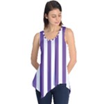 Vertical Stripes - White and Dark Lavender Violet Sleeveless Tunic
