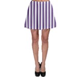 Vertical Stripes - White and Dark Lavender Violet Skater Skirt