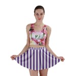 Vertical Stripes - White and Dark Lavender Violet Mini Skirt