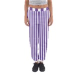 Vertical Stripes - White and Dark Lavender Violet Women s Jogger Sweatpants