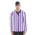 Vertical Stripes - White and Dark Lavender Violet Hooded Wind Breaker (Men)