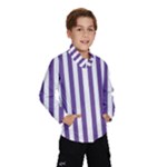 Vertical Stripes - White and Dark Lavender Violet Wind Breaker (Kids)
