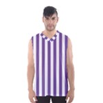 Vertical Stripes - White and Dark Lavender Violet Men s Basketball Tank Top
