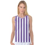 Vertical Stripes - White and Dark Lavender Violet Women s Basketball Tank Top