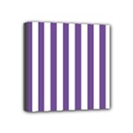 Vertical Stripes - White and Dark Lavender Violet Mini Canvas 4  x 4  (Stretched)
