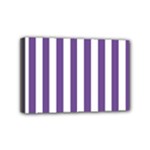Vertical Stripes - White and Dark Lavender Violet Mini Canvas 6  x 4  (Stretched)