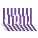 Vertical Stripes - White and Dark Lavender Violet Twin Hearts 3D Greeting Card (8x4)