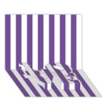 Vertical Stripes - White and Dark Lavender Violet LOVE Bottom 3D Greeting Card (7x5)