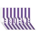 Vertical Stripes - White and Dark Lavender Violet BELIEVE 3D Greeting Card (8x4)