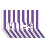 Vertical Stripes - White and Dark Lavender Violet HUGS 3D Greeting Card (8x4)