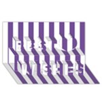 Vertical Stripes - White and Dark Lavender Violet Best Wish 3D Greeting Card (8x4)
