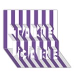 Vertical Stripes - White and Dark Lavender Violet TAKE CARE 3D Greeting Card (7x5)