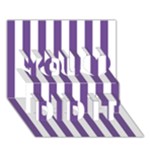 Vertical Stripes - White and Dark Lavender Violet You Did It 3D Greeting Card (7x5)