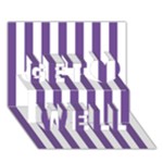 Vertical Stripes - White and Dark Lavender Violet Get Well 3D Greeting Card (7x5)