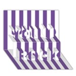 Vertical Stripes - White and Dark Lavender Violet You Rock 3D Greeting Card (7x5)
