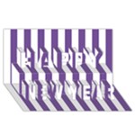 Vertical Stripes - White and Dark Lavender Violet Happy New Year 3D Greeting Card (8x4)