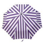 Vertical Stripes - White and Dark Lavender Violet Folding Umbrella