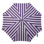 Vertical Stripes - White and Dark Lavender Violet Hook Handle Umbrella (Medium)