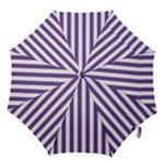Vertical Stripes - White and Dark Lavender Violet Hook Handle Umbrella (Small)