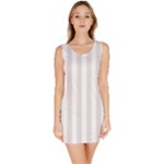 Vertical Stripes - White and Platinum Gray Bodycon Dress