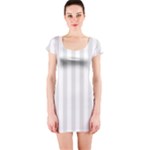 Vertical Stripes - White and Platinum Gray Short Sleeve Bodycon Dress
