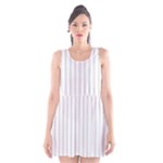 Vertical Stripes - White and Platinum Gray Scoop Neck Skater Dress