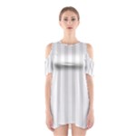 Vertical Stripes - White and Platinum Gray Women s Cutout Shoulder Dress