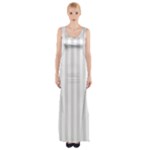 Vertical Stripes - White and Platinum Gray Maxi Thigh Split Dress
