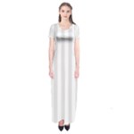 Vertical Stripes - White and Platinum Gray Short Sleeve Maxi Dress