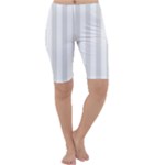Vertical Stripes - White and Platinum Gray Cropped Leggings