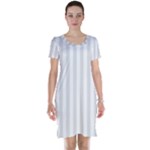 Vertical Stripes - White and Platinum Gray Short Sleeve Nightdress