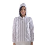 Vertical Stripes - White and Platinum Gray Hooded Wind Breaker (Women)