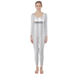 Vertical Stripes - White and Platinum Gray Long Sleeve Catsuit