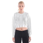 Vertical Stripes - White and Platinum Gray Women s Cropped Sweatshirt