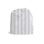 Vertical Stripes - White and Platinum Gray Drawstring Pouch (L)