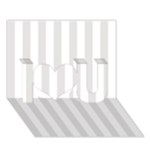 Vertical Stripes - White and Platinum Gray I Love You 3D Greeting Card (7x5)
