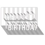 Vertical Stripes - White and Platinum Gray Happy Birthday 3D Greeting Card (8x4)