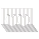 Vertical Stripes - White and Platinum Gray Twin Hearts 3D Greeting Card (8x4)