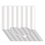 Vertical Stripes - White and Platinum Gray Heart Bottom 3D Greeting Card (7x5)
