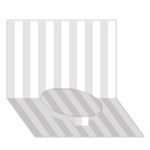 Vertical Stripes - White and Platinum Gray Circle Bottom 3D Greeting Card (7x5)