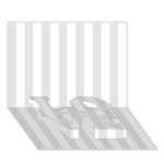 Vertical Stripes - White and Platinum Gray LOVE Bottom 3D Greeting Card (7x5)