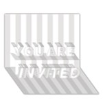 Vertical Stripes - White and Platinum Gray YOU ARE INVITED 3D Greeting Card (7x5)