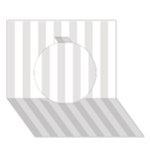 Vertical Stripes - White and Platinum Gray Circle 3D Greeting Card (7x5)
