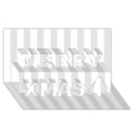 Vertical Stripes - White and Platinum Gray Merry Xmas 3D Greeting Card (8x4)