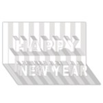 Vertical Stripes - White and Platinum Gray Happy New Year 3D Greeting Card (8x4)
